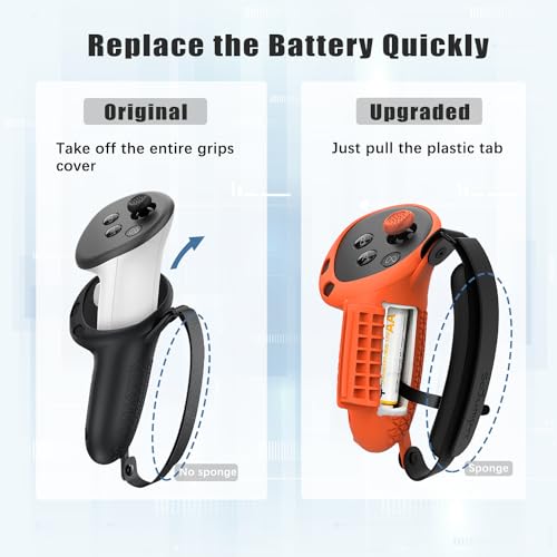 Meta Quest 3 Controller Grips with Hand & Knuckle Straps (Orange)